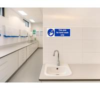 The Workplace Depot Hand Wash Only Safety Sign - 100(H) x 300(W) mm Landscape, Self-Adhesive Vinyl or 1mm PVC - Indoor & Outdoor Hygiene Sign for Offices, Kitchens & Warehouses (PVC (Rigid))