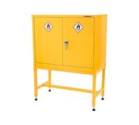 The Workplace Depot Hazardous Cabinet Stand - Height-Adjustable Heavy-Duty Hi-Vis Yellow Steel Base for COSHH Cabinets in Laboratories, Workshops & Warehouses (Cabinet + Stand)