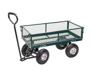 The Workplace Depot Heavy-Duty Garden Trolley Cart - 200kg Capacity, Off-Road 250mm Wheels, Solid Metal Frame, Turntable Steering - Ideal for Gardening, Warehouses & Outdoor Transport