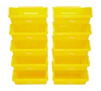 The Workplace Depot Large Plastic Stackable Storage Bins - Pack of 10 - 130(H) x 290(W) x 241(D) mm (Yellow)