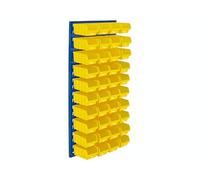 The Workplace Depot Louvre Panel Bin Kit - 995(H) × 460(W) mm Panel with Polypropylene Bins in Blue, Red or Yellow - Heavy-Duty Workshop & Warehouse Storage Solution (Yellow, with x40 Small Bins)