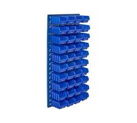 The Workplace Depot Louvre Panel Bin Kit - 995(H) × 460(W) mm Panel with Polypropylene Bins in Blue, Red or Yellow - Heavy-Duty Workshop & Warehouse Storage Solution (Blue, with x40 Small Bins)