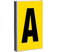 The Workplace Depot Magnetic Bay Marker Black on Yellow Numbers/Letters - High-Visibility, Corrosion-Resistant Aluminium - Ideal for Warehouses (1 Bay Marker, 1 Sticker (0-9))