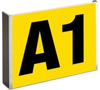 The Workplace Depot Magnetic Bay Marker Black on Yellow Numbers/Letters - High-Visibility, Corrosion-Resistant Aluminium - Ideal for Warehouses (1 DOuble Bay Marker, 2 Stickers (1x 0-9 & 1x A-Z))