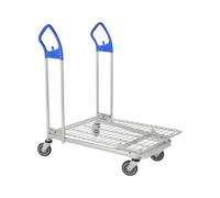 The Workplace Depot Mesh Retail Trolley - Zinc-Plated Steel Foldable Platform, 200 kg Capacity, Ergonomic Handles & Swivel Wheels - Ideal for Warehouses & DIY Stores