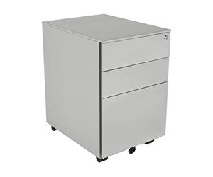 The Workplace Depot Metal Under Desk Pedestal - Grey 3 Drawer Filing Cabinet - Lockable, Anti-Tilt, Alloy Steel - Mobile Office Storage Unit - 605mm x 390mm x 520mm (Grey, Wide)