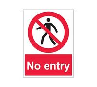 The Workplace Depot No Entry Prohibition Sign - 300 x 200 mm, 1 mm Rigid PVC or Self-Adhesive Vinyl, Access Control Safety Sign for Offices, Warehouses & Construction Sites (PVC (Rigid))