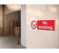 The Workplace Depot No Smoking Prohibition Sign - 150(H) x 450(W) mm, 1 mm PVC or Self-Adhesive Vinyl, High-Contrast Indoor/Outdoor Sign for Offices, Warehouses & Schools (Vinyl (Self Adhesive))