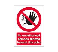 The Workplace Depot No Unauthorised Persons Prohibition Sign - 300 x 200 mm, Rigid PVC or Self-Adhesive Vinyl - Restricted Area Sign for Offices, Warehouses, Construction Sites (PVC (Rigid))