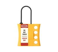 The Workplace Depot Non-Conductive Lockout Hasp - Dielectric Nylon Group Lockout Device, High-Visibility Black & Yellow, 3mm or 6mm Shackle for Electrical & Industrial Safety (3mm Shackle)