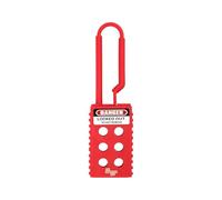The Workplace Depot Nylon Lockout Hasp - Premium Non-Conductive High-Visibility Red Nylon, Multi-Lock 6-Padlock Safety Device for Electrical & Industrial Maintenance