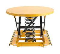The Workplace Depot Pallet Level Loader - Mechanical Spring Loaded Platform with 360° Rotating Top, 2000kg Capacity, Safety-Yellow Steel - Ergonomic Warehouse & Packaging Workstation