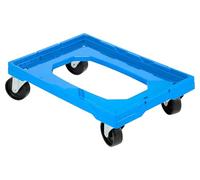 The Workplace Depot Plastic Euro Dolly - 250 kg Heavy-Duty Blue Polypropylene Platform with Swivel Rubber Castors - Material Handling Trolley for Warehouses, Offices (Dolly Only)