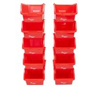 The Workplace Depot Plastic Nesting Small Parts Bins - Pack of 10 - 127(H) x 150(W) x 235(D) mm (Red)