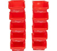 The Workplace Depot Plastic Picking Bins, Semi Open Fronted Stackable Parts Storage Pick Containers (Red)