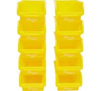 The Workplace Depot Plastic Picking Bins, Semi Open Fronted Stackable Parts Storage Pick Containers (Yellow)