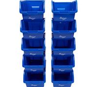 The Workplace Depot Plastic Storage Bins - Nesting Stackable Small Parts Containers - Blue Pack of 10 - 127(H) x 150(W) mm