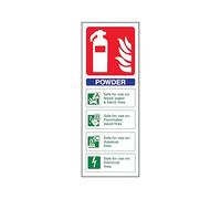 The Workplace Depot Powder Fire Extinguisher Sign - 280 x 100 mm Portrait, 1mm Rigid PVC or Self-Adhesive Vinyl Fire Point Sign for Offices, Warehouses and Workshops (Vinyl (Self Adhesive))