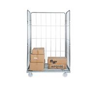 The Workplace Depot Roll Pallet Stock Cage Trolley, No Shelf, on Wheels | Roll Pallet Stock Cage Trolley, 3 Sided Jumbo Modular Supermarket Delivery Transport Container on Wheels (No Shelf).