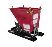 The Workplace Depot Self-Tipping Forklift Skip - Heavy-Duty Steel, Watertight Waste Hopper with Automatic & Manual Release - 900 kg Capacity for Construction, Warehouse & Industrial Use