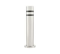 The Workplace Depot Stainless Steel Bollard - 304-Grade Stainless Steel, with Black or Reflective Yellow Bands - Heavy-Duty Perimeter Security for Offices & Car Parks (Black Rings, With Base Cover)