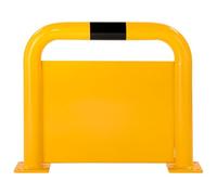 The Workplace Depot Steel Hoop Barrier Rack Protector - Welded High-Grade Steel with Under-Run Plate, High-Visibility Yellow & Black, Industrial Warehouse Safety