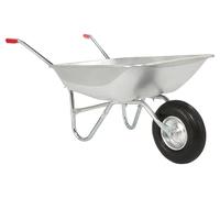 The Workplace Depot Steel Wheelbarrow Garden Trolley - 65 L Galvanised Steel Tray with Pneumatic Wheel - 80 kg Capacity for Gardening, Landscaping & DIY