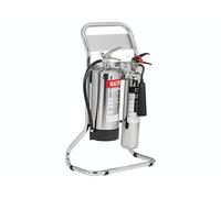 The Workplace Depot Twin Fire Extinguisher Stand - Holds 2 Extinguishers (2-9kg), Chrome or Red Powder-Coated Tubular Steel Frame, Tool-Free Assembly - Office, Warehouse & Showroom Safety (Chrome)