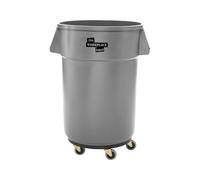 The Workplace Depot Utility Bin with Dolly - 180L Plastic Storage & Waste Bin with Detachable 75 mm Wheel Dolly, Ergonomic Non-Slip Handles for Office, Warehouse & Industrial Use