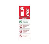 The Workplace Depot Water Fire Extinguisher Sign - 280 x 100 mm Portrait, 1mm Rigid PVC or Self-Adhesive Vinyl, Fire Safety Sign for Offices, Warehouses & Industrial Sites (PVC (Rigid))
