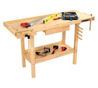 The Workplace Depot Wooden Workbench - Heavy-Duty Workstation with Rapid-Action Vices & Integrated Storage, Ideal for DIY, Carpentry & Professional Workshops