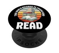The World Belongs To Those Who Read Retro Books Bookworm PopSockets Adhesive PopGrip