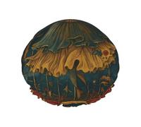 The World Card In The Tarot Shower Cap For Women Elastic Edge Hair Cap Double-Layered Shower Bonnet For Braids Long Hair Spa