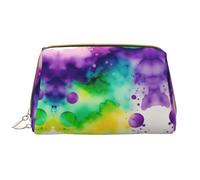 The World in Watercolor Leather Portable Makeup Bag for Cosmetics, Toiletries, and Daily Essentials