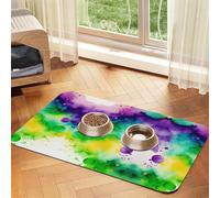 The world in watercolor Pet Absorbent Leather Non-Slip Feeding Mat 30x45cm, Quick Drying, Waterproof, Washable Bowl Mat