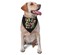 The World is A Better Place with You in It Spring Dog Bandanas Boy Bulk Puppy Kerchief Adjustable Soft Triangle Bibs Accessories for Small Medium Large Dogs Cats White