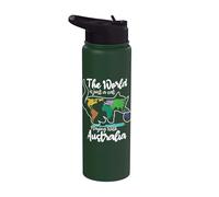 The World is Just A Cat Playing with Australia Straya Stainless Steel Insulated Water Bottle