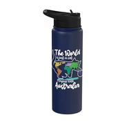 The World is Just A Cat Playing with Australia Straya Stainless Steel Insulated Water Bottle