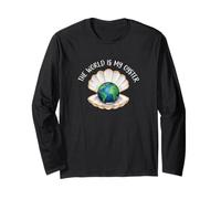 The World is My Oyster Globe Shell Design Long Sleeve T-Shirt