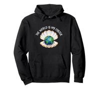 The World Is My Oyster Globe Shell Design Pullover Hoodie