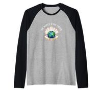 The World is My Oyster Globe Shell Design Raglan Baseball Tee