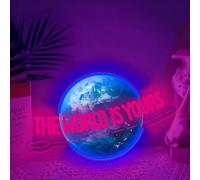 THE WORLD IS YOURS Neon Light UV Printed Wall Decoration USB Power Supply LED Light THE WORLD IS YOURS Neon Sign Suitable for Gatherings Clubs Bedrooms and Study Rooms(5V 15.75 * 9.84 in)