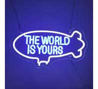 The World Is Yours Neon Sign Dimmable for Boys Teens Mens Room, Blimp Led Light Up Sign The World Is Yours for Game Room Mens Cave, Home Bar