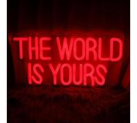 The World is Yours Neon Sign Dimmable The World is Yours LED Neon Light Sign Wall Decor Gift for Bedroom Game Room Man Den Cinema Party 14 * 6.8 Inch