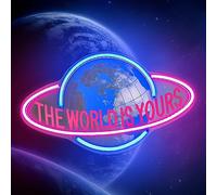 THE WORLD IS YOURS Neon Sign for Wall Decor, Cool Planet Design for Bedroom, Game Room, Girls Room, Dimmable LED Word Lights for Office, Graduation Party, Birthday Gifts 15.7"x9.8" by DIVATLA