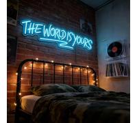 The World is Yours Neon Sign for Wall Decor, LED Light Signs for Bedroom Game Room Man Cave Home Bar Bistro Club Cafe Wedding Graduation Party Birthday Gift
