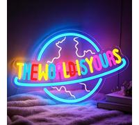 The World Is Yours Neon Sign LED Neon Light Lamp for Wall Decor Dimmable USB Powered Light Up Sign for Man Cave Home Bar Bistro Club Cafe Wedding Game Room Bedroom Birthday Graduation Party Gifts