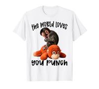 The World Loves You Punch Cute Monkey Punch Plush Hugging T-Shirt