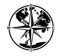The World Map Is The Big Compass Decorative Decal Decal Car Tuning Accessory(Black,40X40CM)