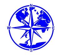 The World Map Is The Big Compass Decorative Decal Decal Car Tuning Accessory(Blue,25X25CM)